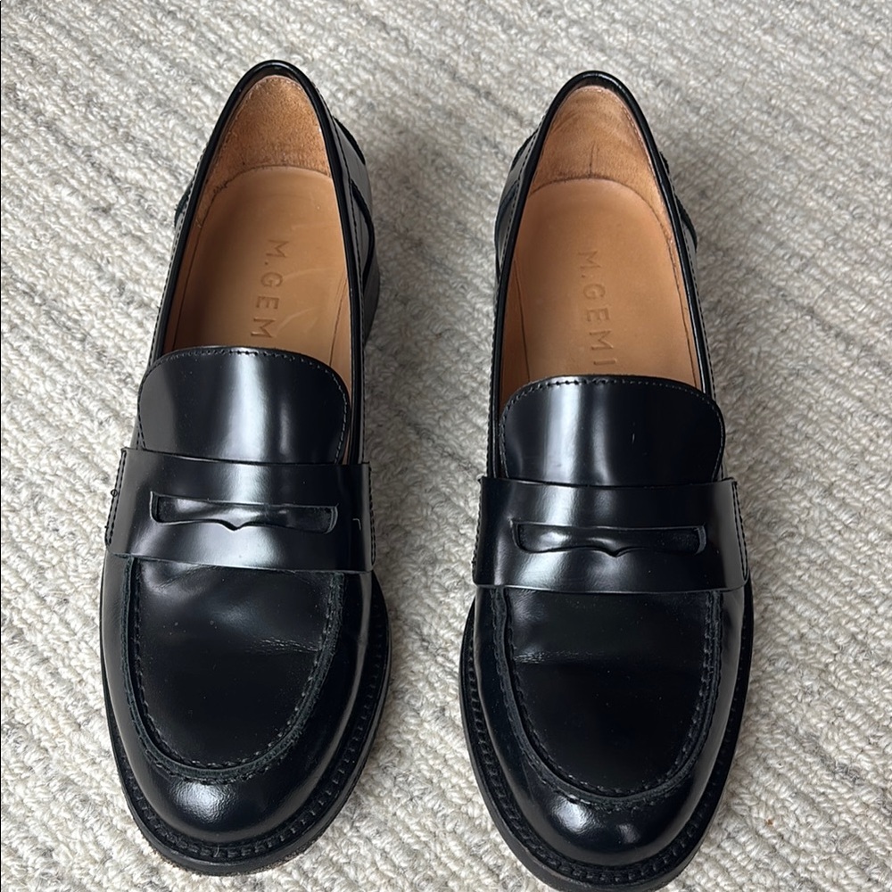 M Gemi Black Italian Leather Loafers 38.5 (8)